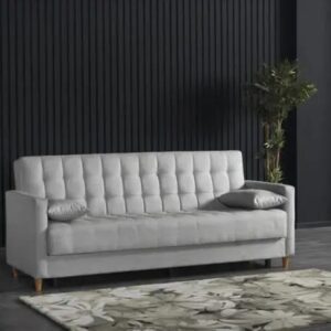 Wooden Frame Sofa Cum Bed with Pillows – Classic Design & Space-Saving Foldable Convertible Sofa for Living Room & Guest Bed"