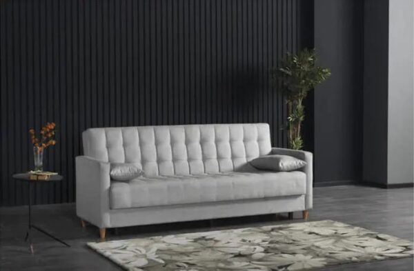 Wooden Frame Sofa Cum Bed with Pillows – Classic Design & Space-Saving Foldable Convertible Sofa for Living Room & Guest Bed"