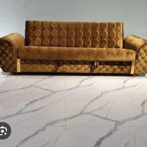 Premium Round Arm Convertible Sofa Bed – Tufted Back & High-Density Foam Cushions"